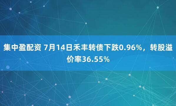 集中盈配资 7月14日禾丰转债下跌0.96%，转股溢价率36.55%