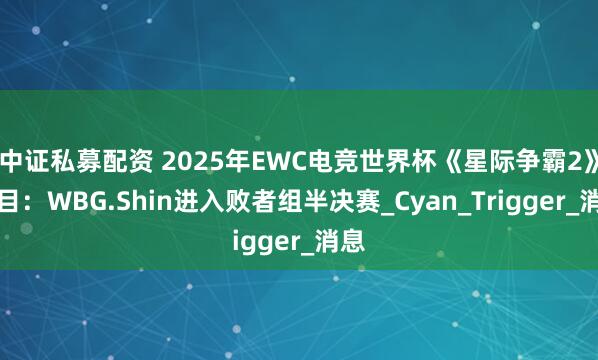 中证私募配资 2025年EWC电竞世界杯《星际争霸2》项目：WBG.Shin进入败者组半决赛_Cyan_Trigger_消息